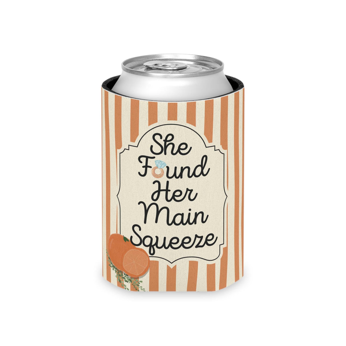 Personalized She Found Her Main Squeeze Can Cooler Custom Bachelorette Can Sleeve, Slim and Regular Can Sizes