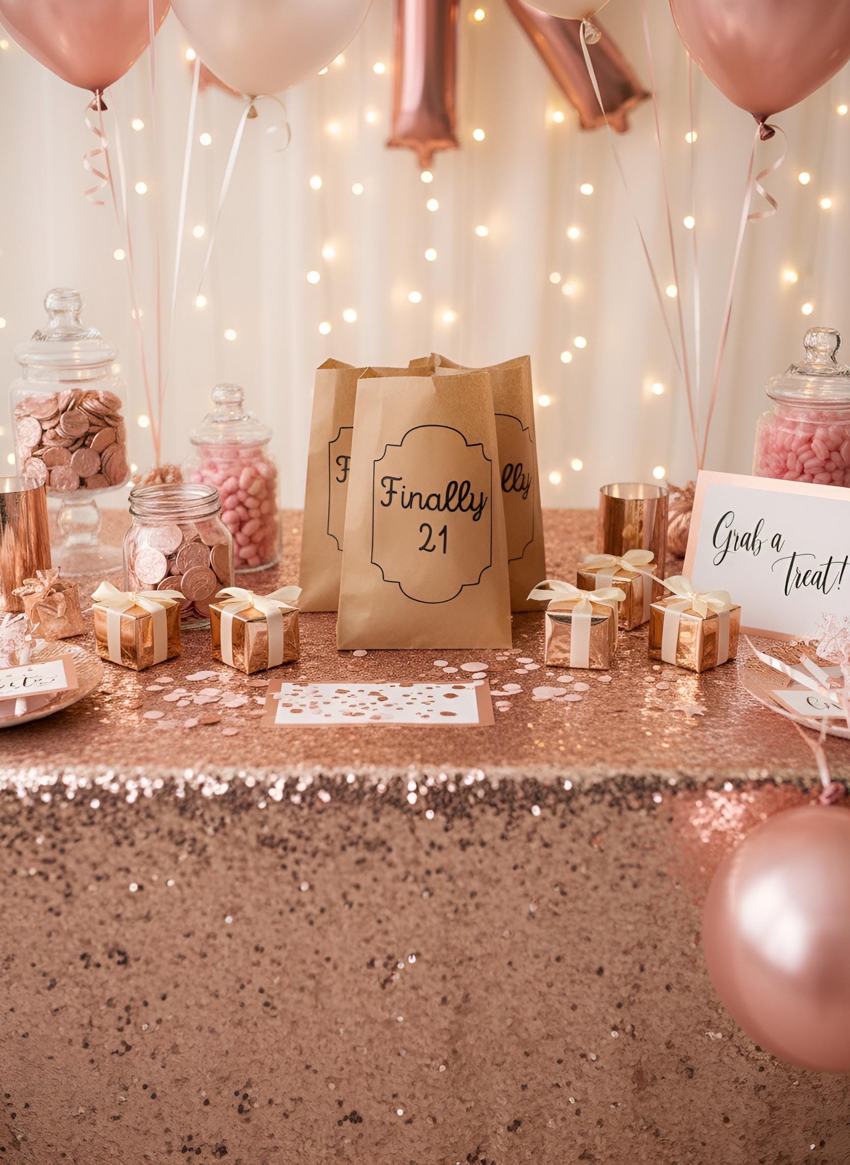 Finally 21 Birthday Decor Kit | Glam 21st Birthday Party Set | Rose Gold, Gold, Silver & Black Options