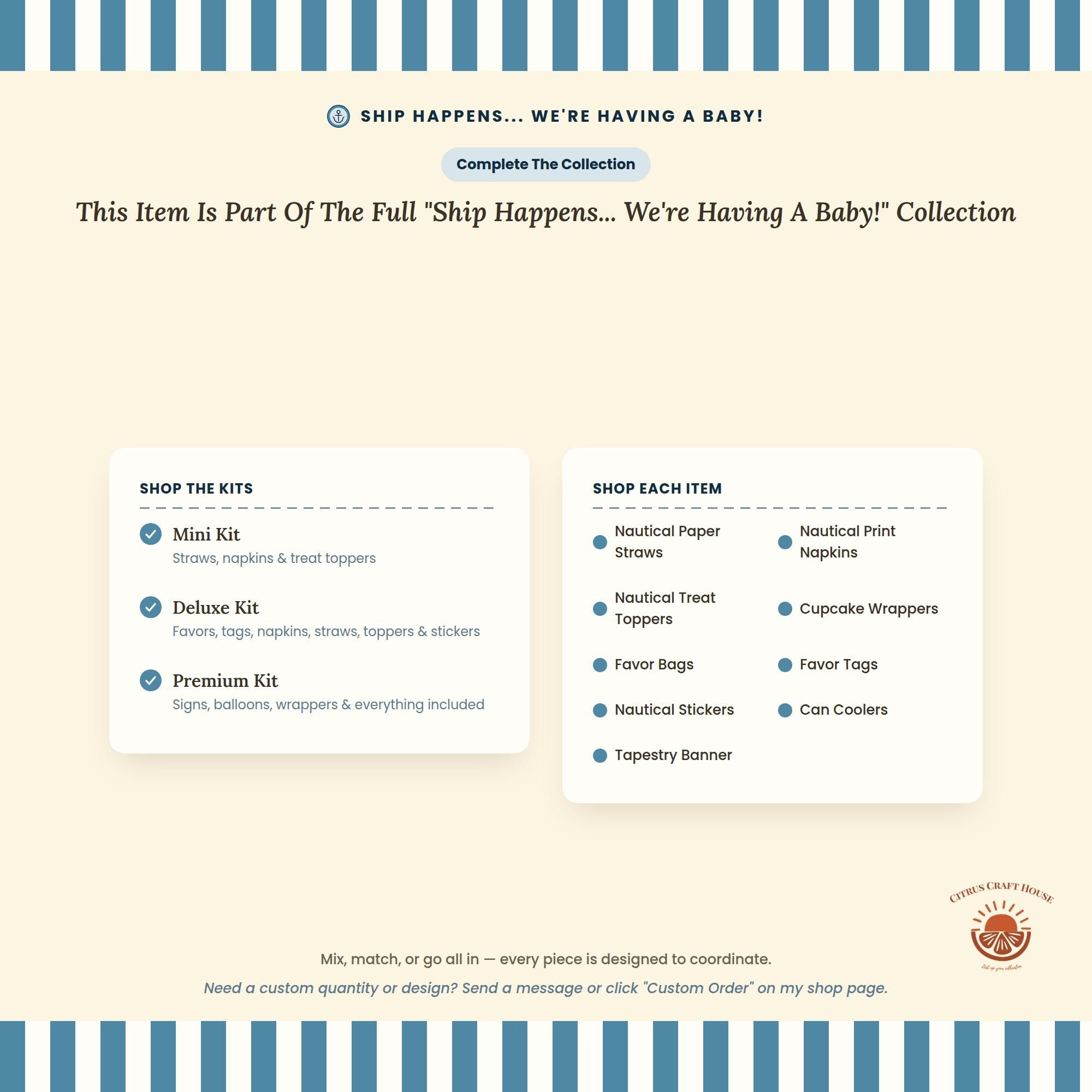 Ship Happens Favor Bags, Set of 12 – 6x9 Flat Kraft Paper Bags for Baby Shower Favors & Treats