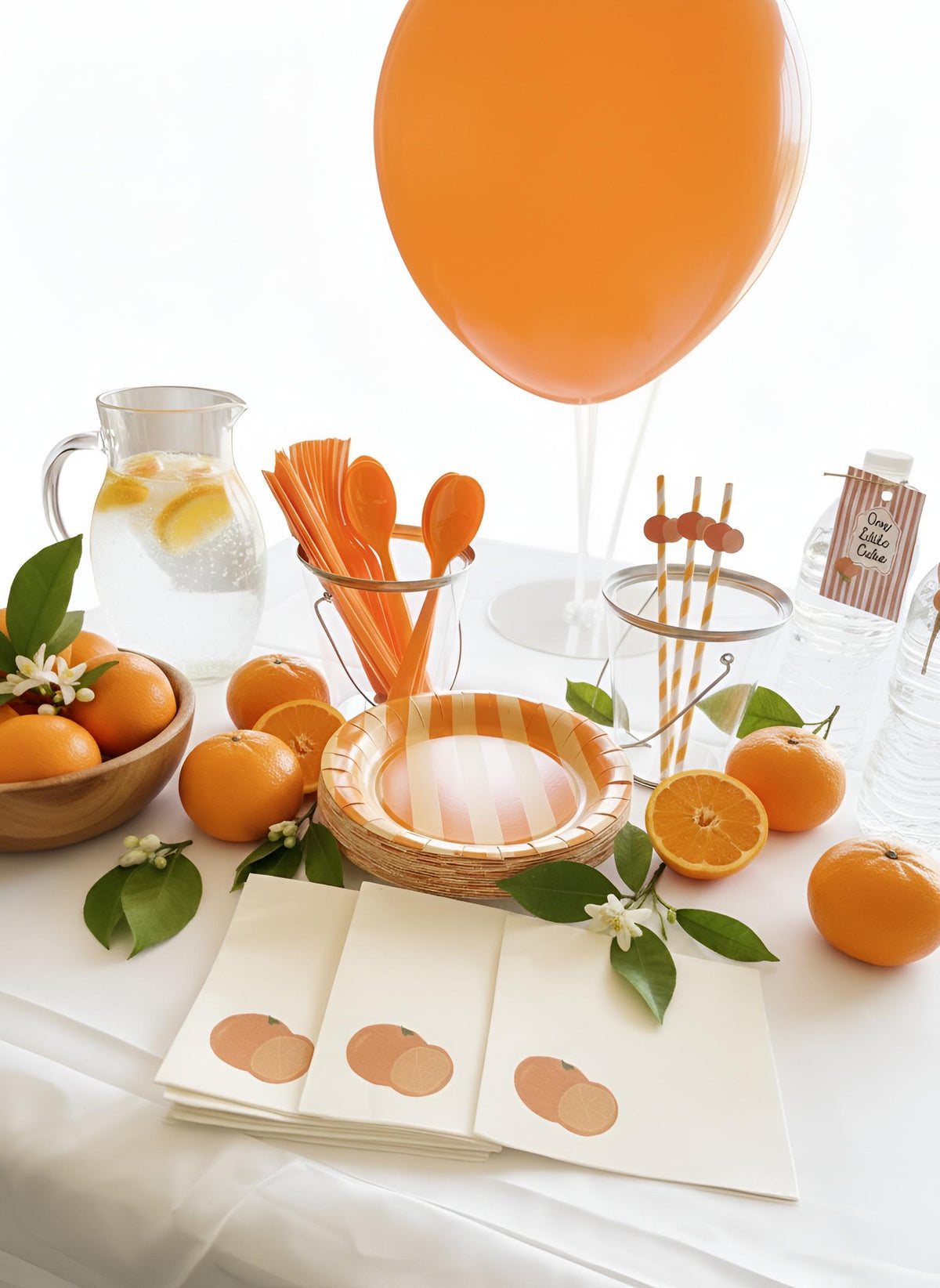 Our Little Cutie Baby Shower Decor Kit | Clementine Orange Baby Sprinkle Party Set | Signs, Balloons, Favor Bags & More