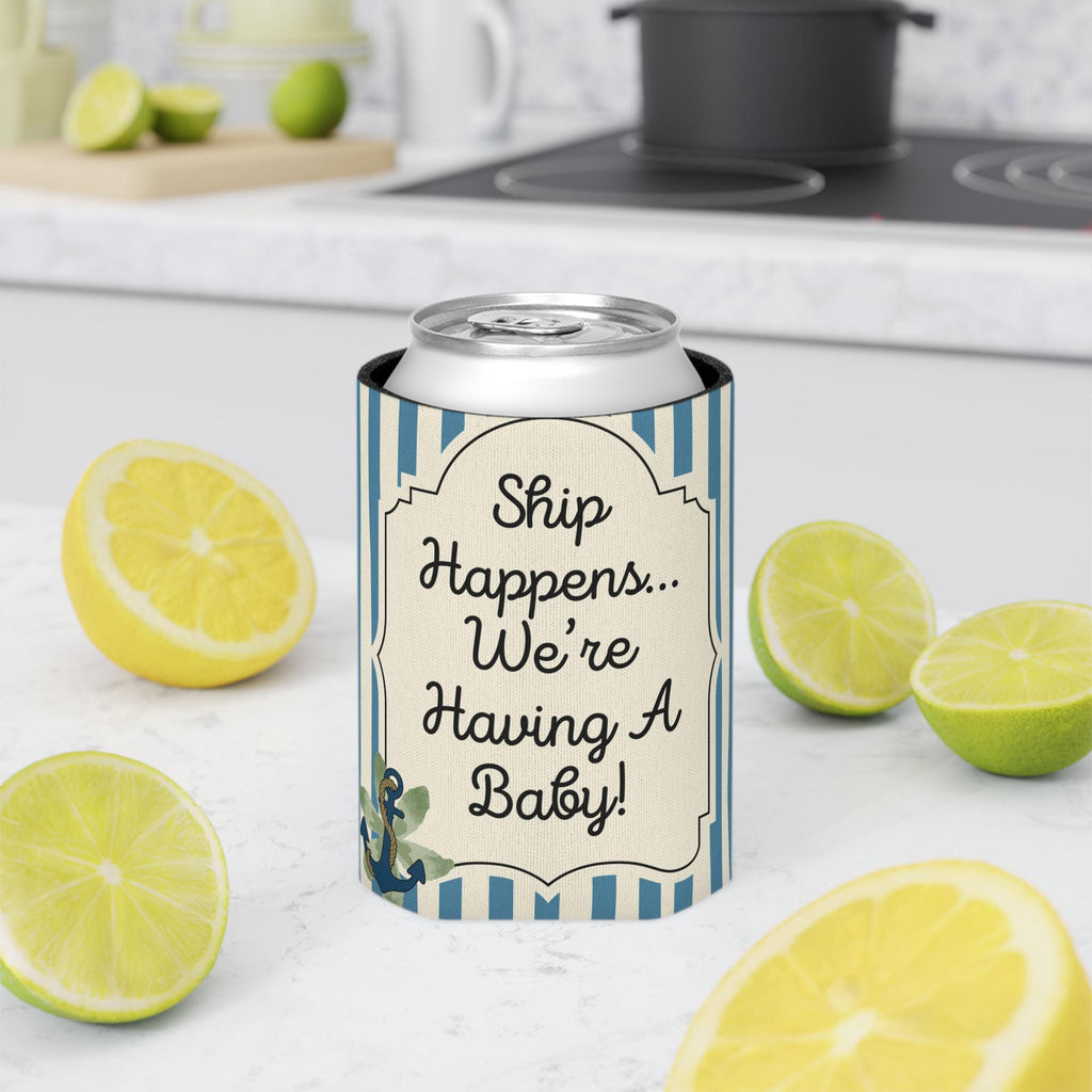 Personalized Ship Happens Can Cooler  Custom Baby Shower Can Sleeve, Slim and Regular Can Sizes
