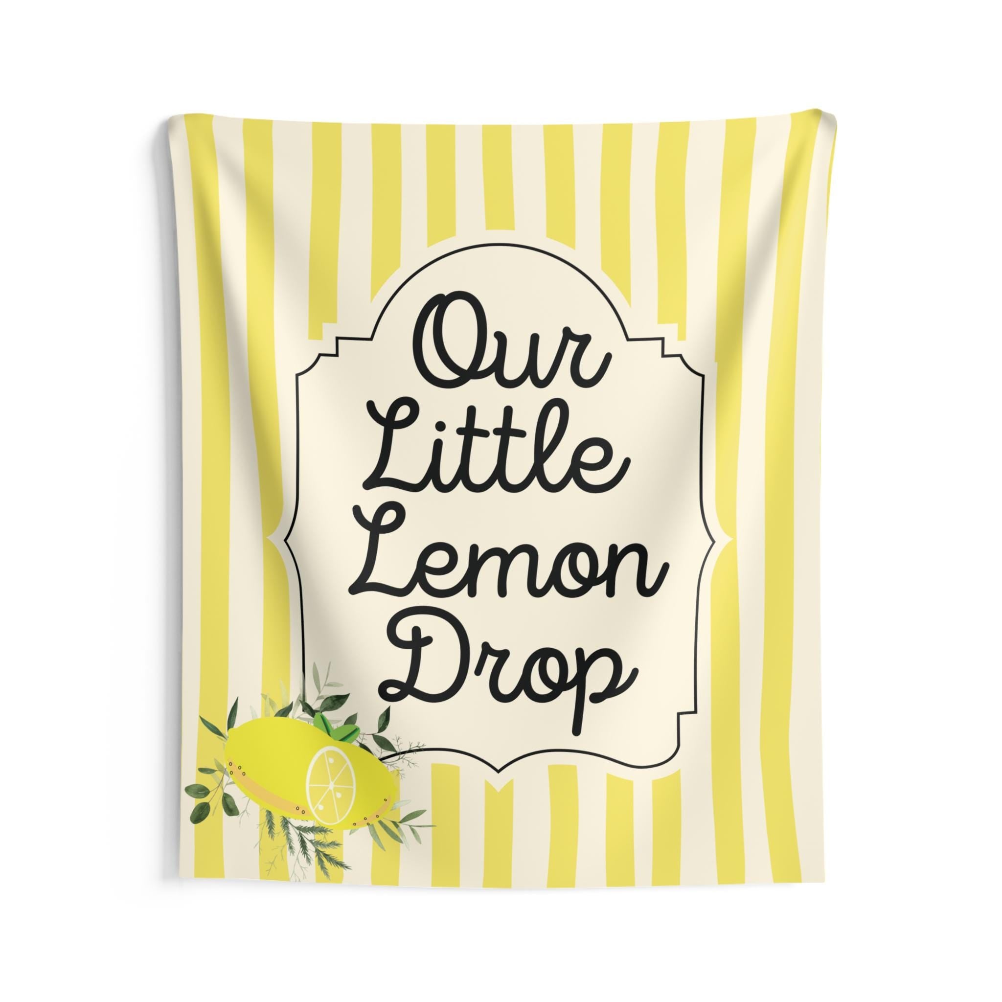 Personalized Our Little Lemon Drop Tapestry Banner Polyester Wall Hanging Backdrop, 4 Sizes for Baby Shower