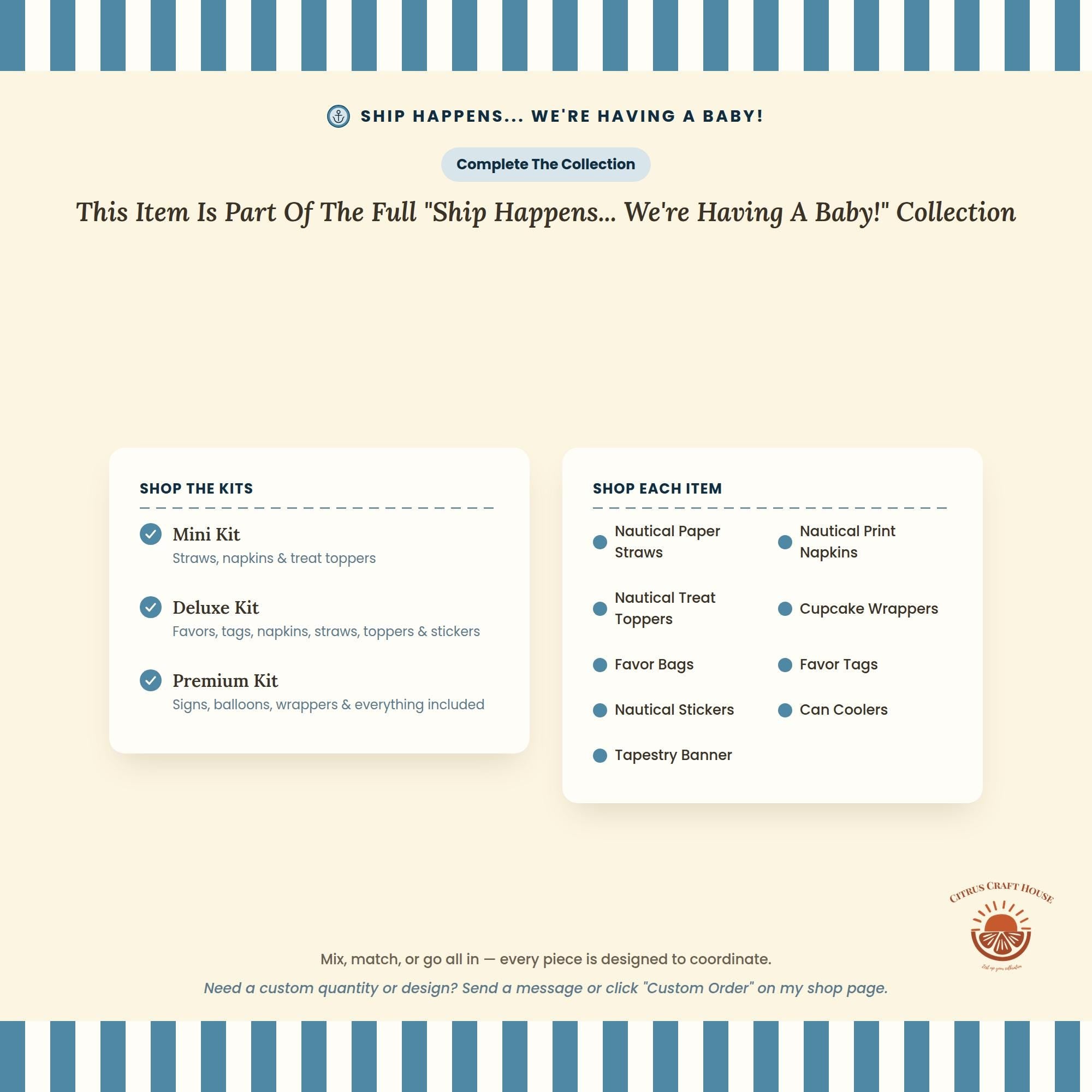 Ship Happens Favor Tags, Set of 12 – Glossy Cardstock Gift Tags with Twine for Baby Shower and Party Favors