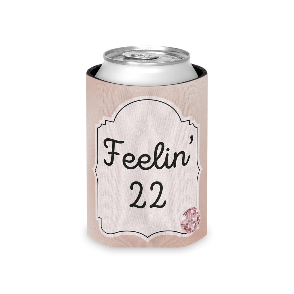 Personalized Feeling 22 Can Cooler Rose Gold, Gold, Silver Custom Can Sleeve, Slim and Regular Sizes