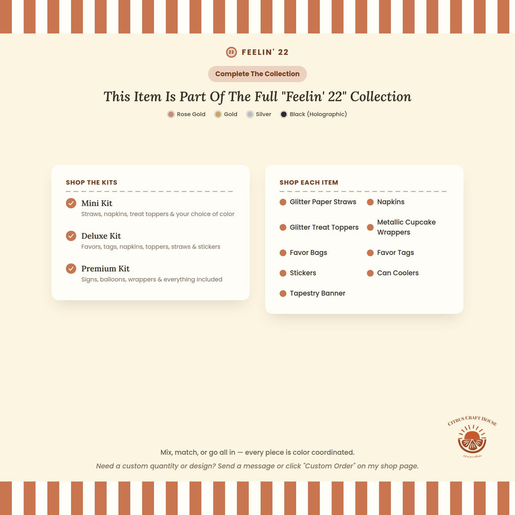 Personalized Feeling 22 Can Cooler Rose Gold, Gold, Silver Custom Can Sleeve, Slim and Regular Sizes