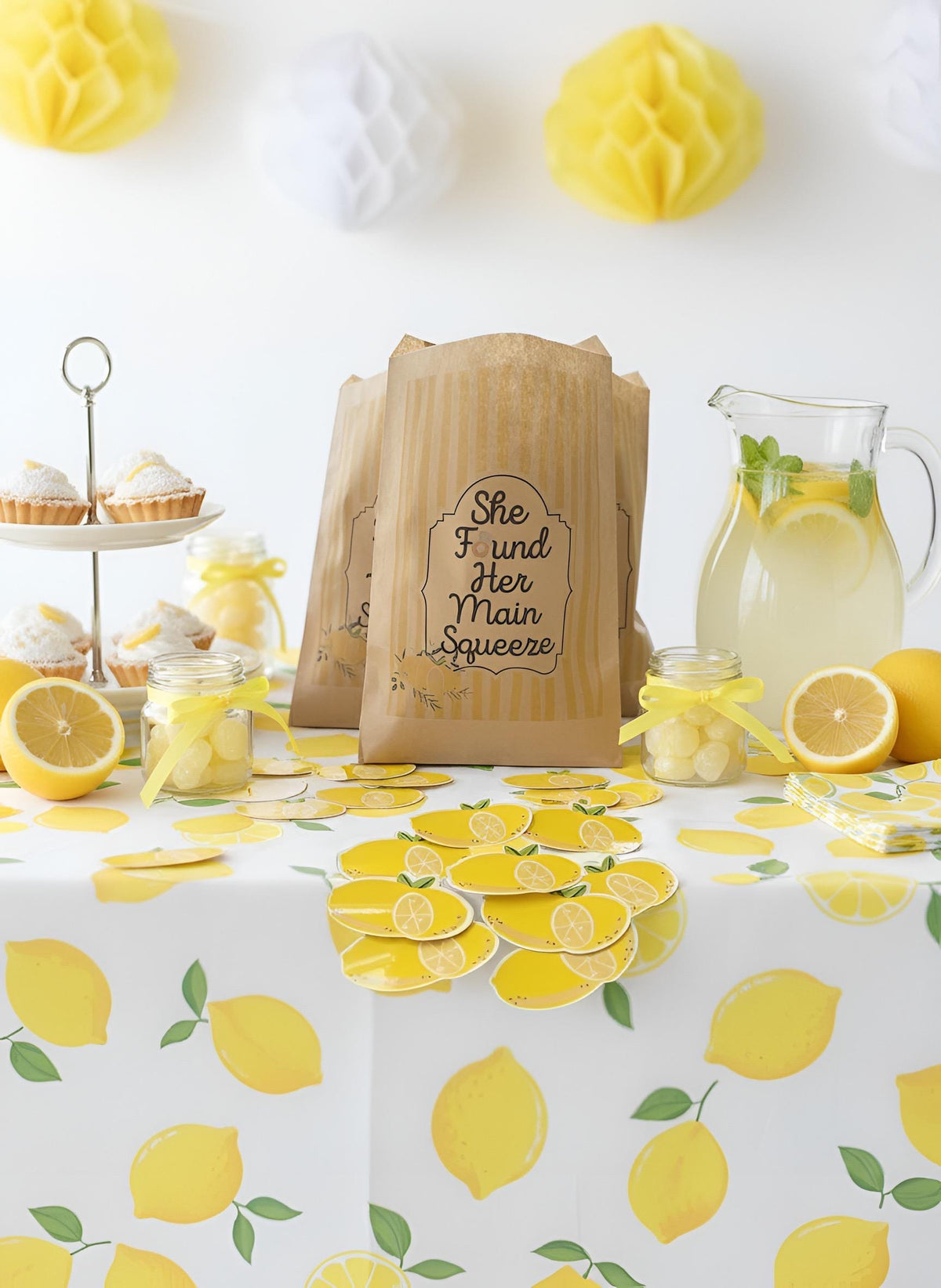 She Found Her Main Squeeze Bridal Shower Decor Kit | Lemon Bachelorette Party Set | Signs, Balloons, Favor Bags & More