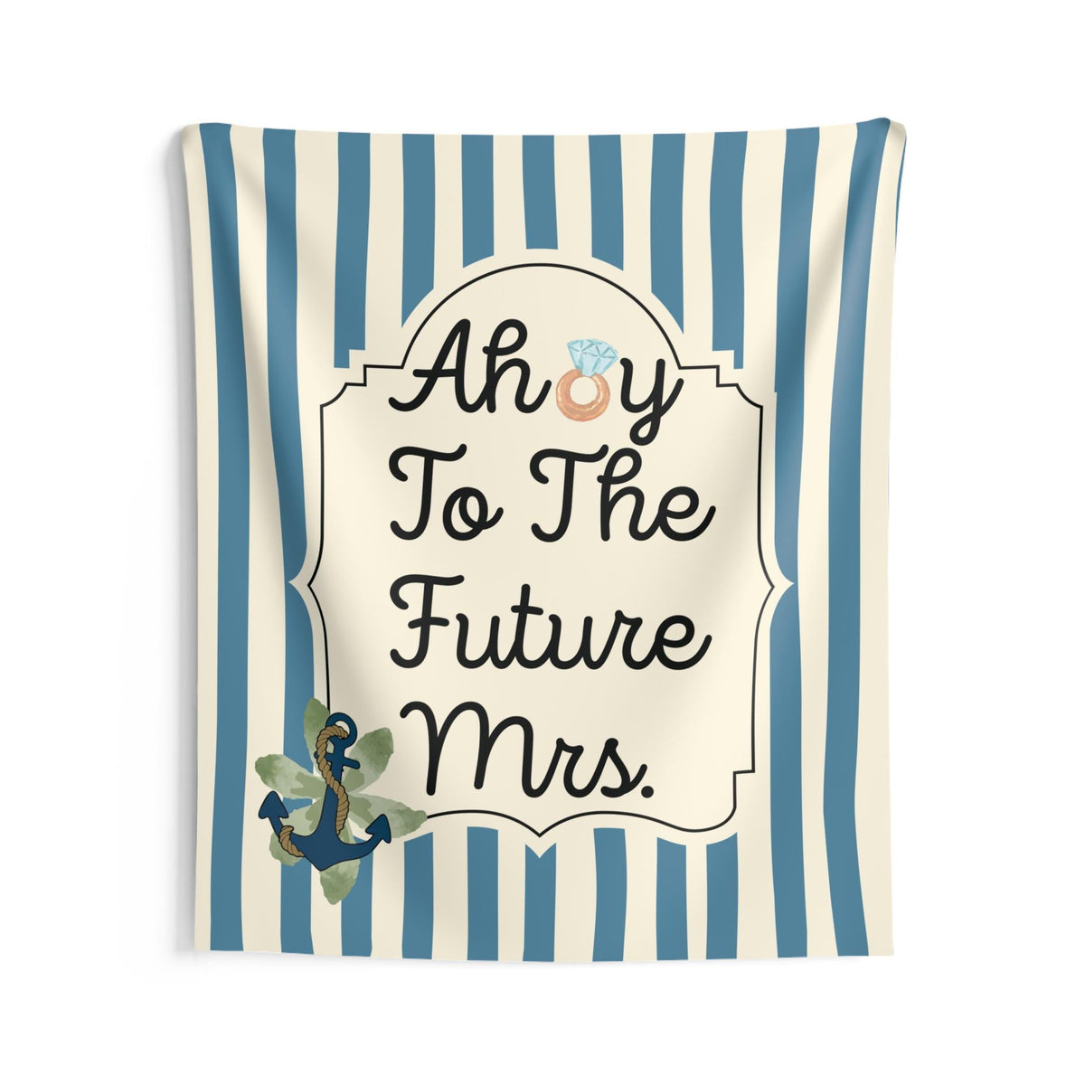 Personalized Ahoy to the Future Mrs Tapestry Banner Polyester Wall Hanging Backdrop, 4 Sizes for Engagement & Bridal Shower