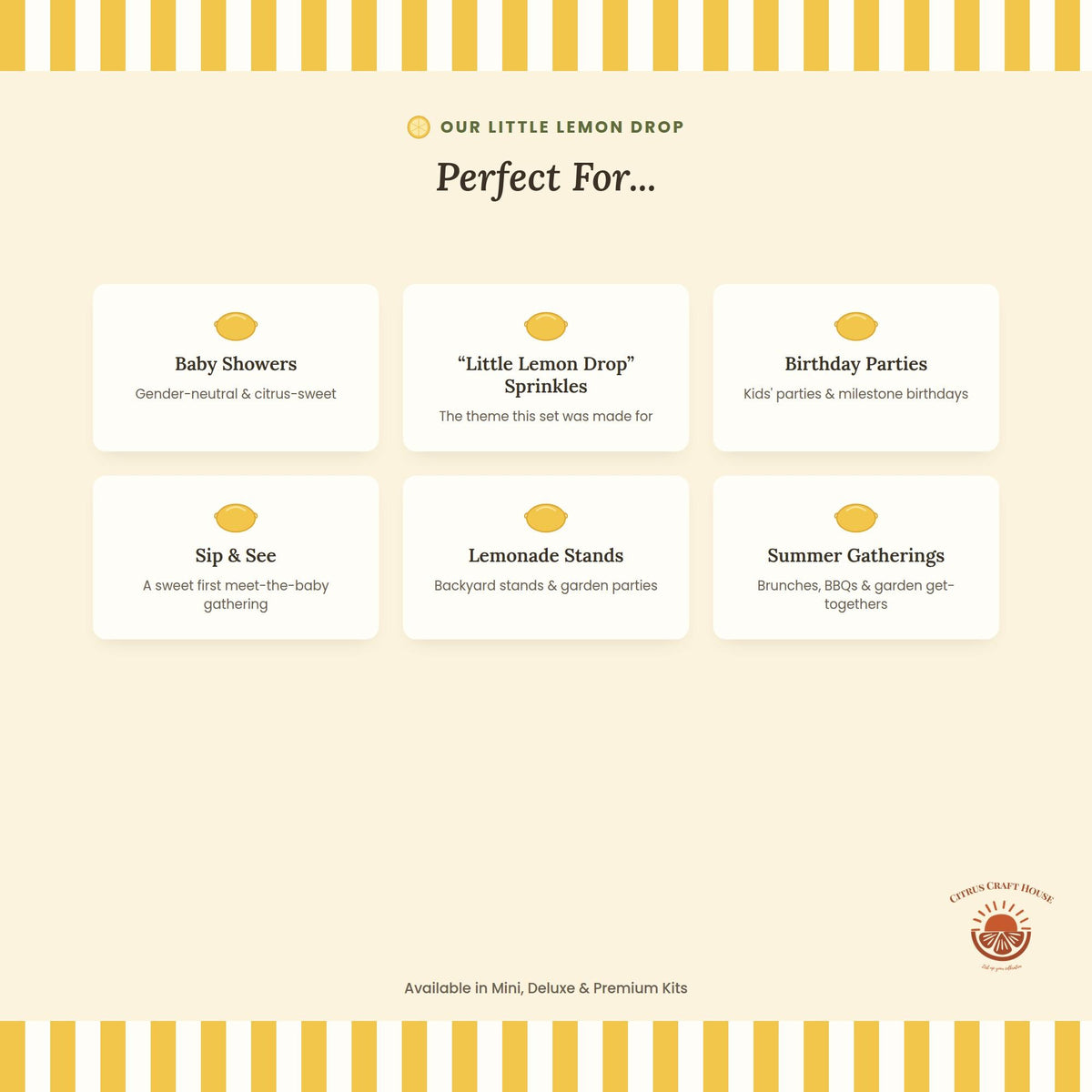 Our Little Lemon Drop Favor Bags, Set of 12 – 6x9 Flat Kraft Paper Bags for Baby Shower Favors & Treats