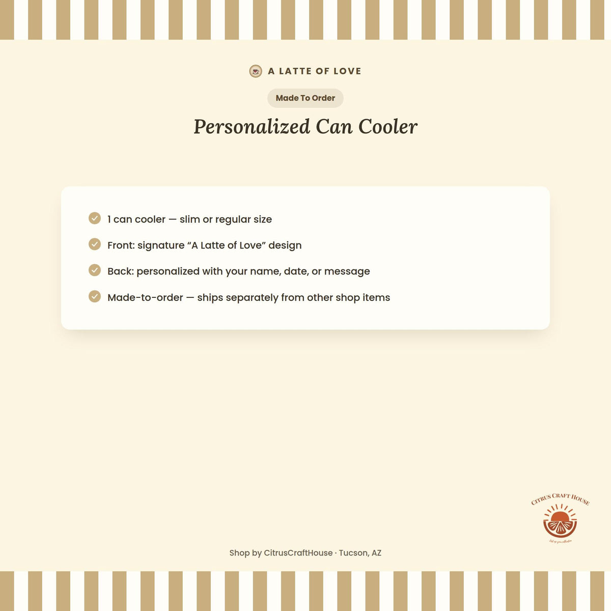 Personalized A Latte of Love Can Cooler Custom Bachelorette Bridal Can Sleeve Slim and Regular Can Sizes
