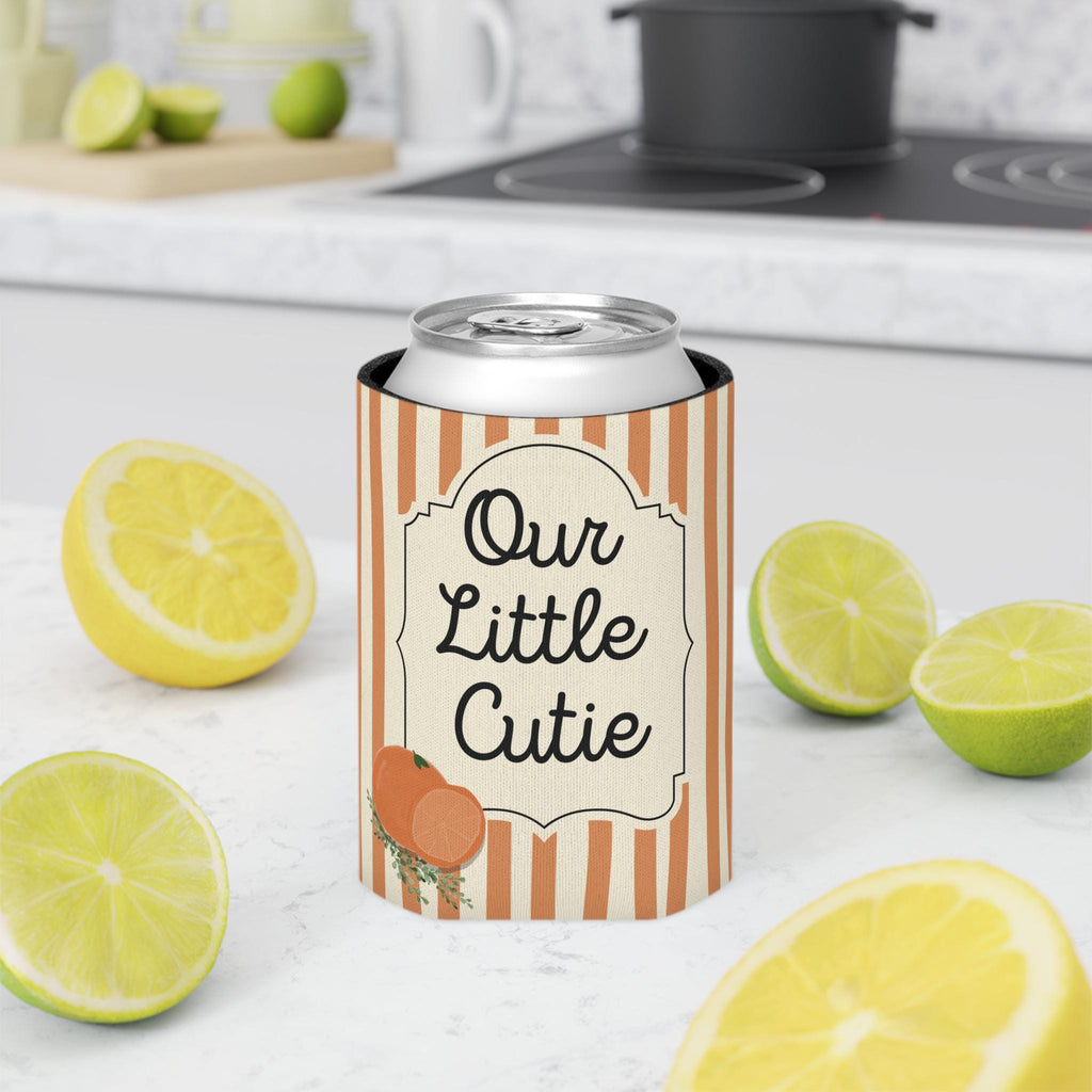 Personalized Our Little Cutie Can Cooler Custom Baby Shower Can Sleeve, Slim and Regular Can Sizes