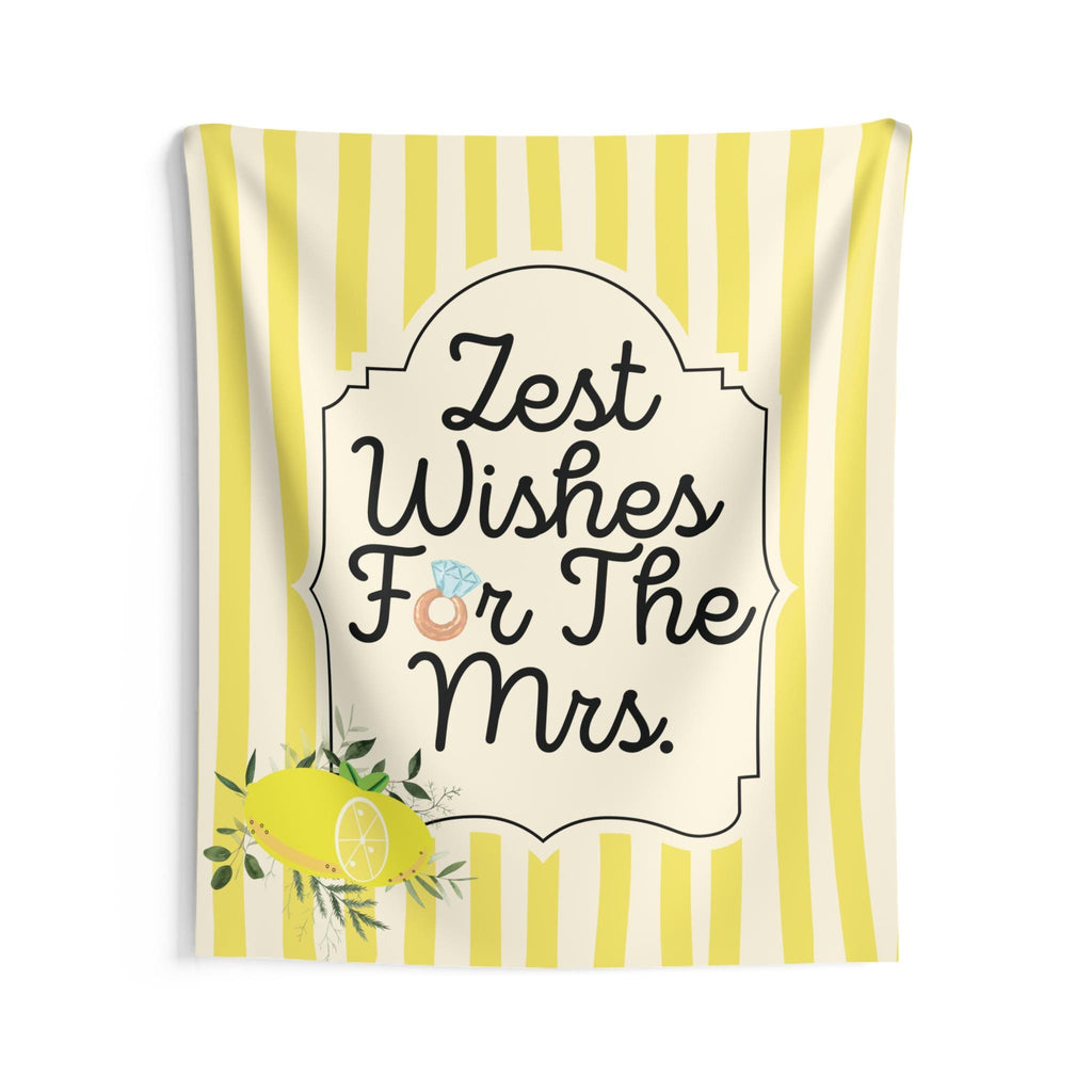 Personalized Zest Wishes for the Mrs Tapestry Banner Polyester Wall Hanging Backdrop, 4 Sizes for Bridal Shower