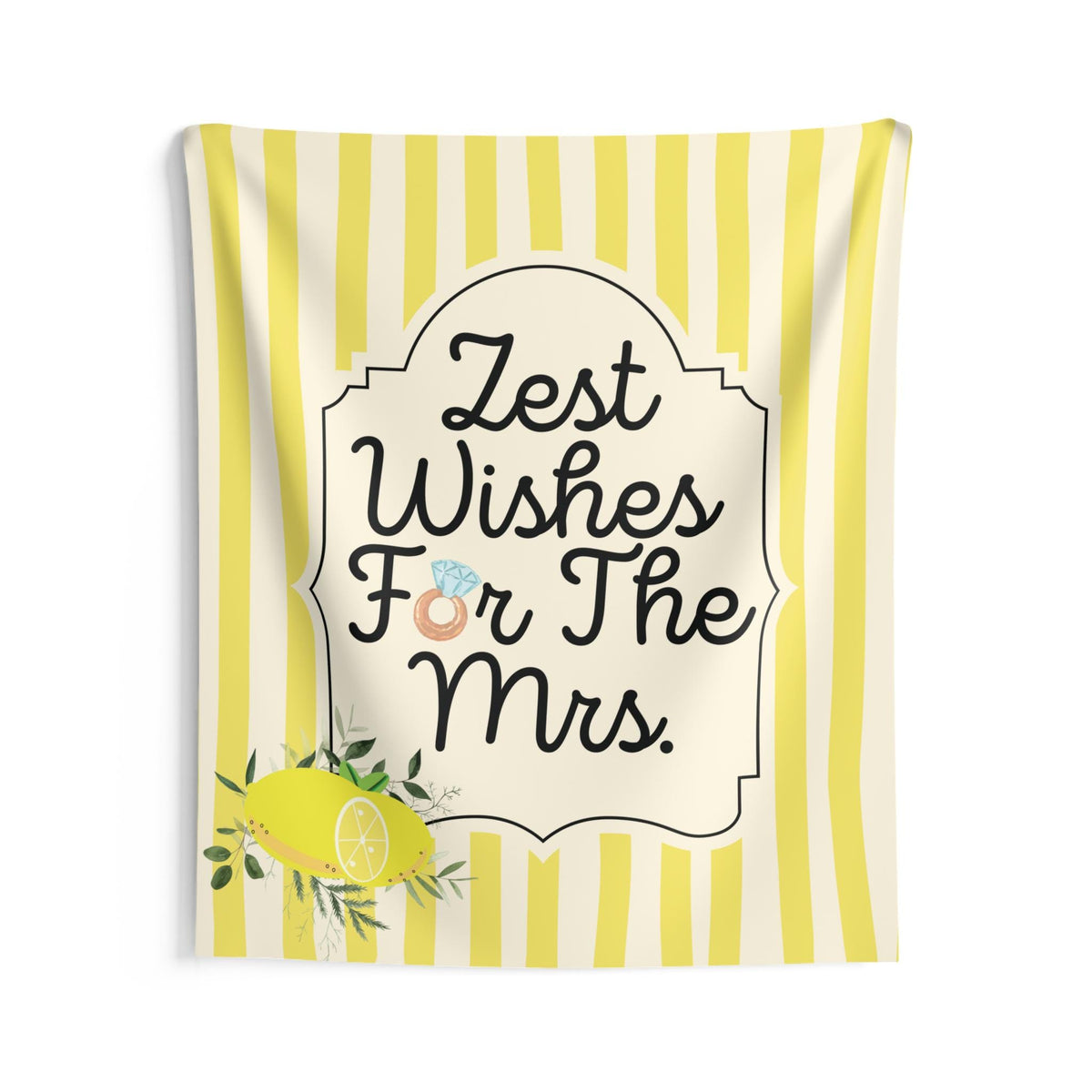 Personalized Zest Wishes for the Mrs Tapestry Banner Polyester Wall Hanging Backdrop, 4 Sizes for Bridal Shower