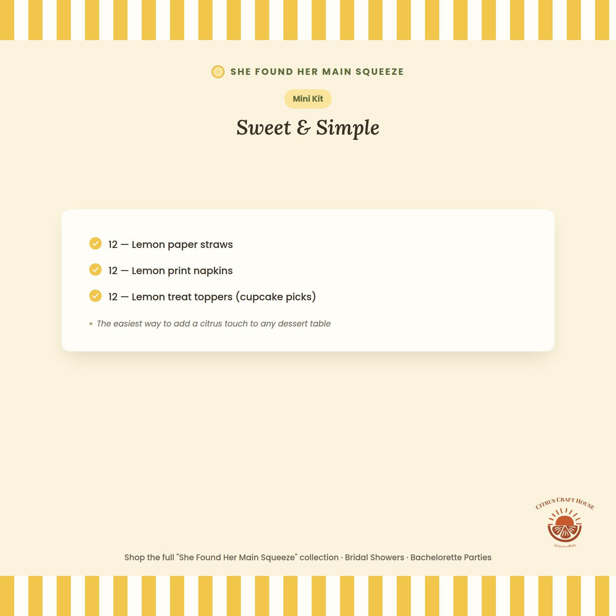 She Found Her Main Squeeze Bridal Shower Decor Kit | Lemon Bachelorette Party Set | Signs, Balloons, Favor Bags & More