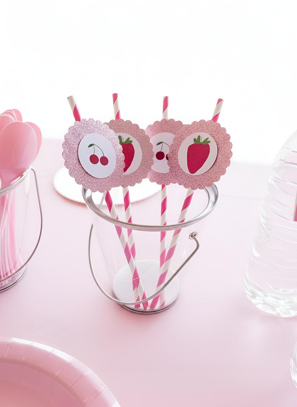Berry In Love Bridal Shower Decor Kit | Cherry & Strawberry Bachelorette Party Set | Signs, Balloons, Favor Bags and More
