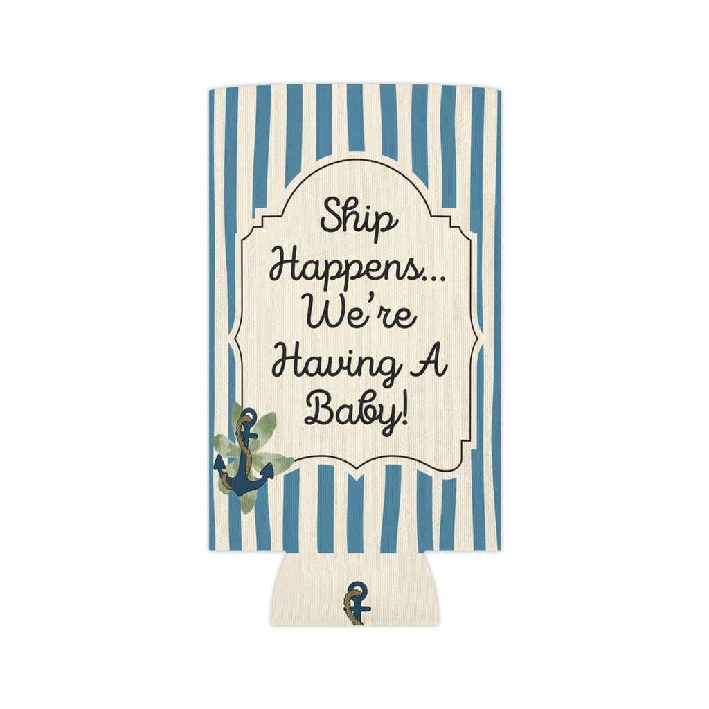 Personalized Ship Happens Can Cooler  Custom Baby Shower Can Sleeve, Slim and Regular Can Sizes