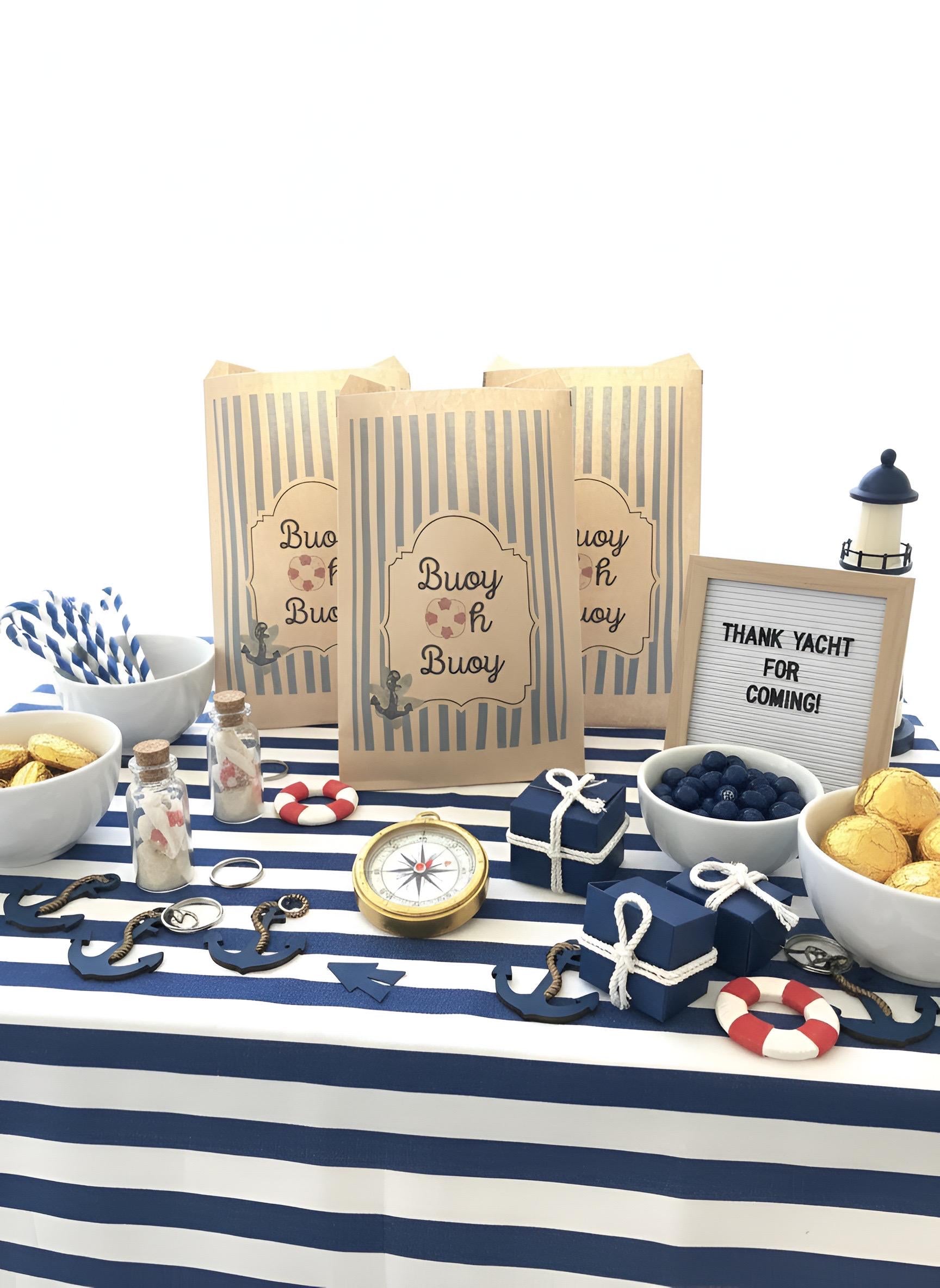 Buoy Oh Buoy Baby Shower Decor Kit | Nautical Baby Sprinkle Party Set | Signs, Balloons, Favor Bags & More