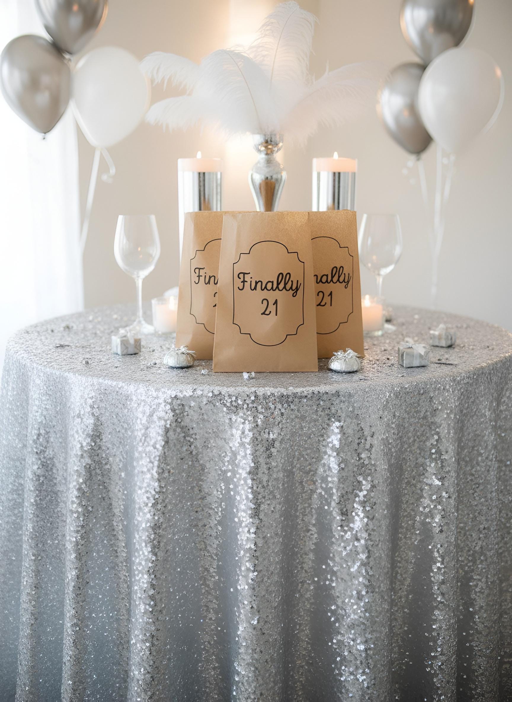 Finally 21 Favor Bags, Set of 12 – 6x9 Flat Kraft Paper Bags for Birthday Favors & Treats
