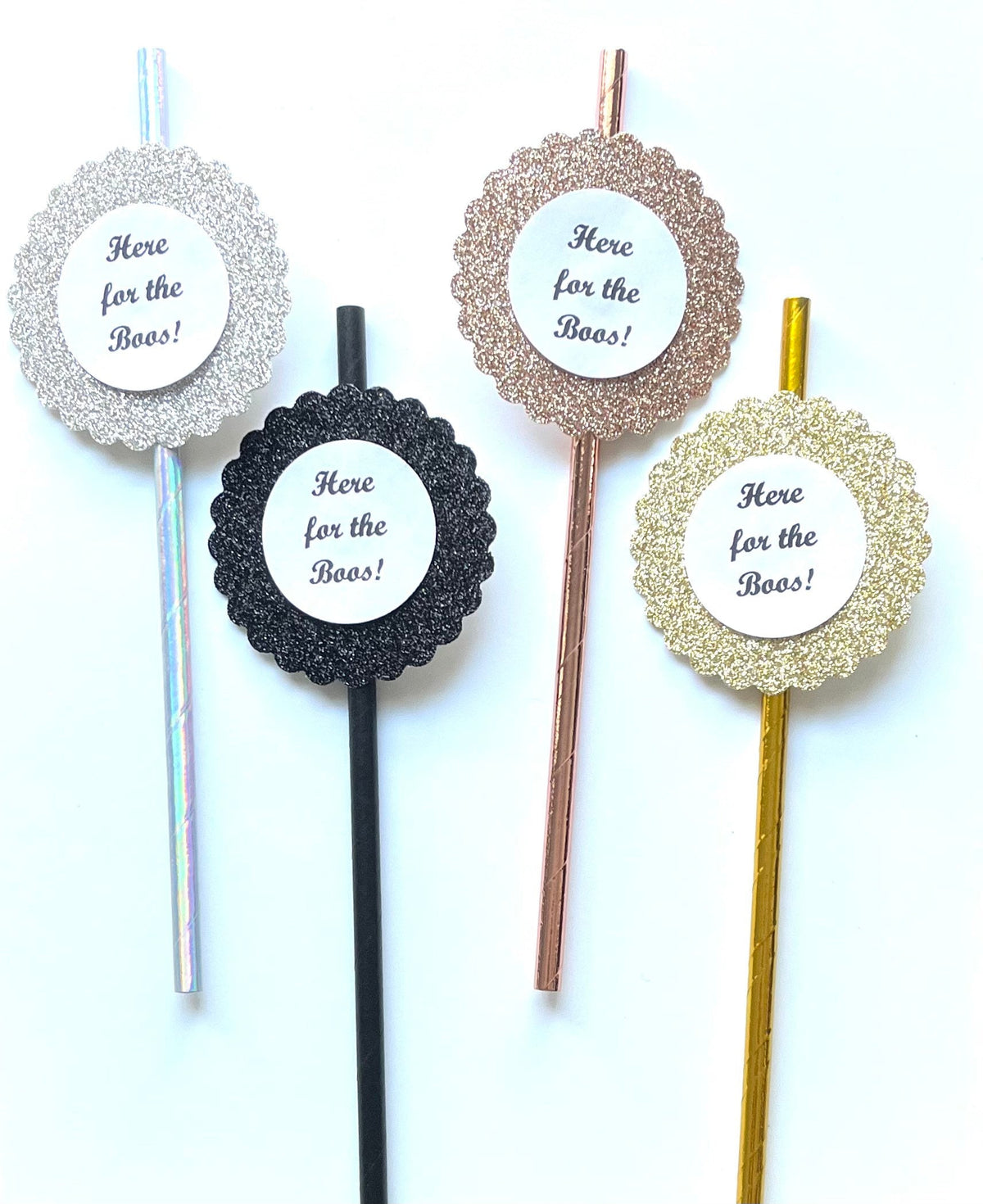 Here for the Boos Halloween Party Decor Paper Straws - Trick or Treat Treating - Set of 12 Straws - Party Favors- Candy Alternative