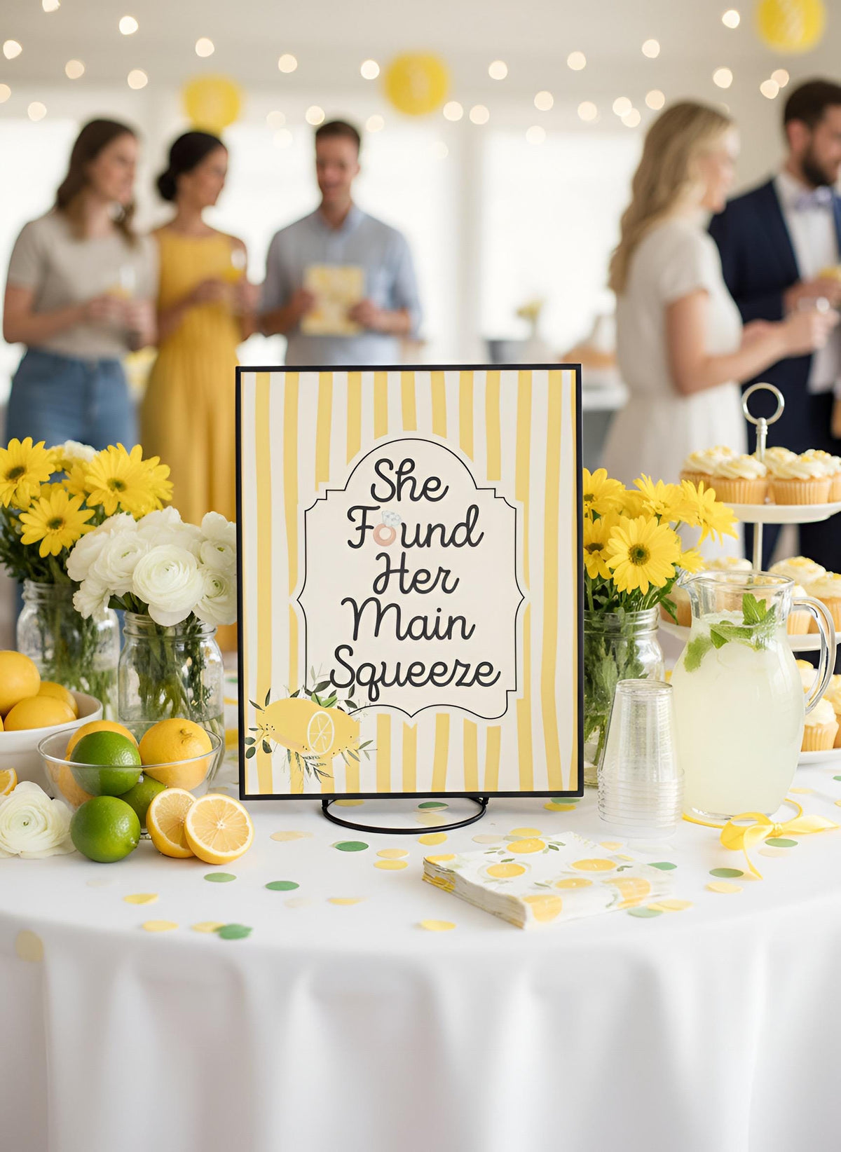 She Found Her Main Squeeze Bridal Shower Decor Kit | Lemon Bachelorette Party Set | Signs, Balloons, Favor Bags & More