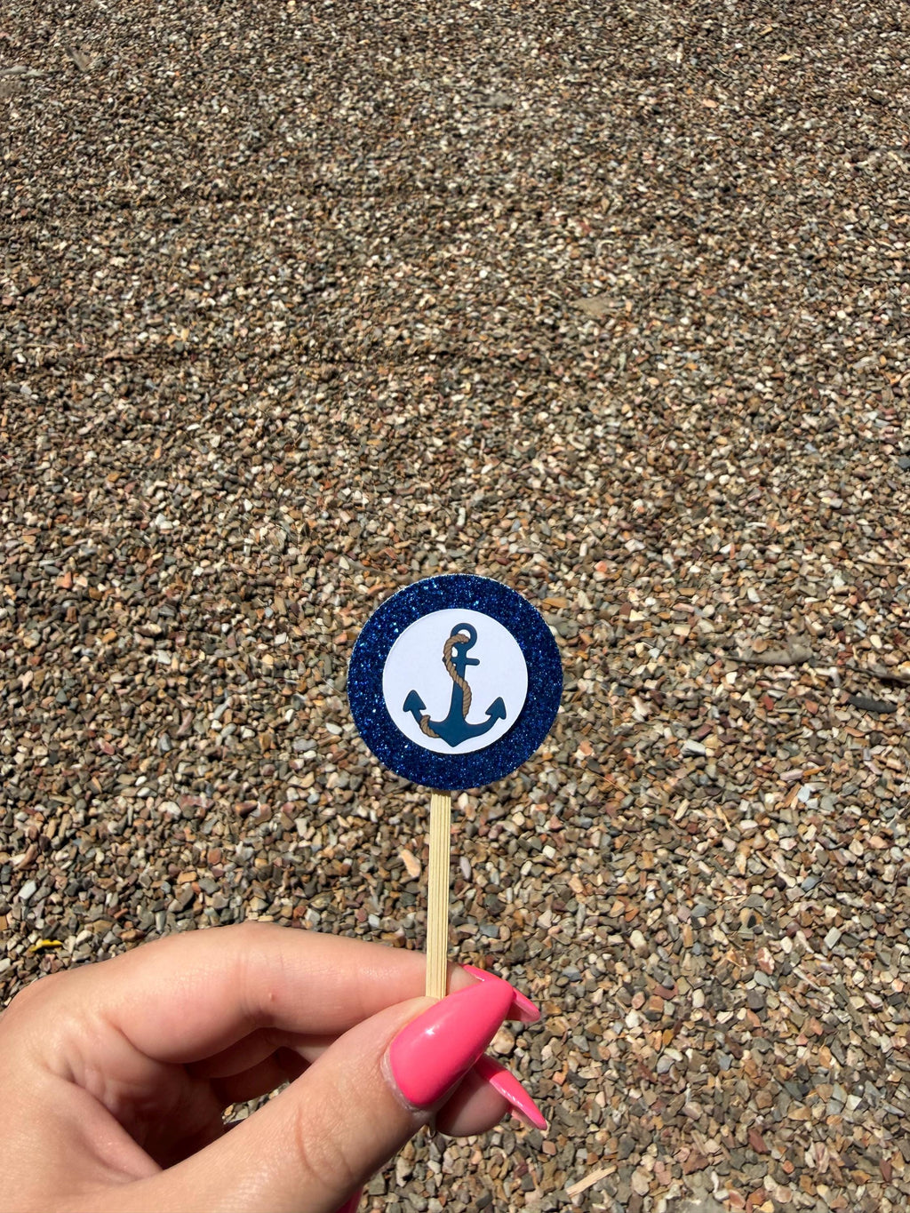 Nautical Treat Toppers, Set of 12 – Glitter Cupcake Picks and Charcuterie Picks with Bamboo Skewers