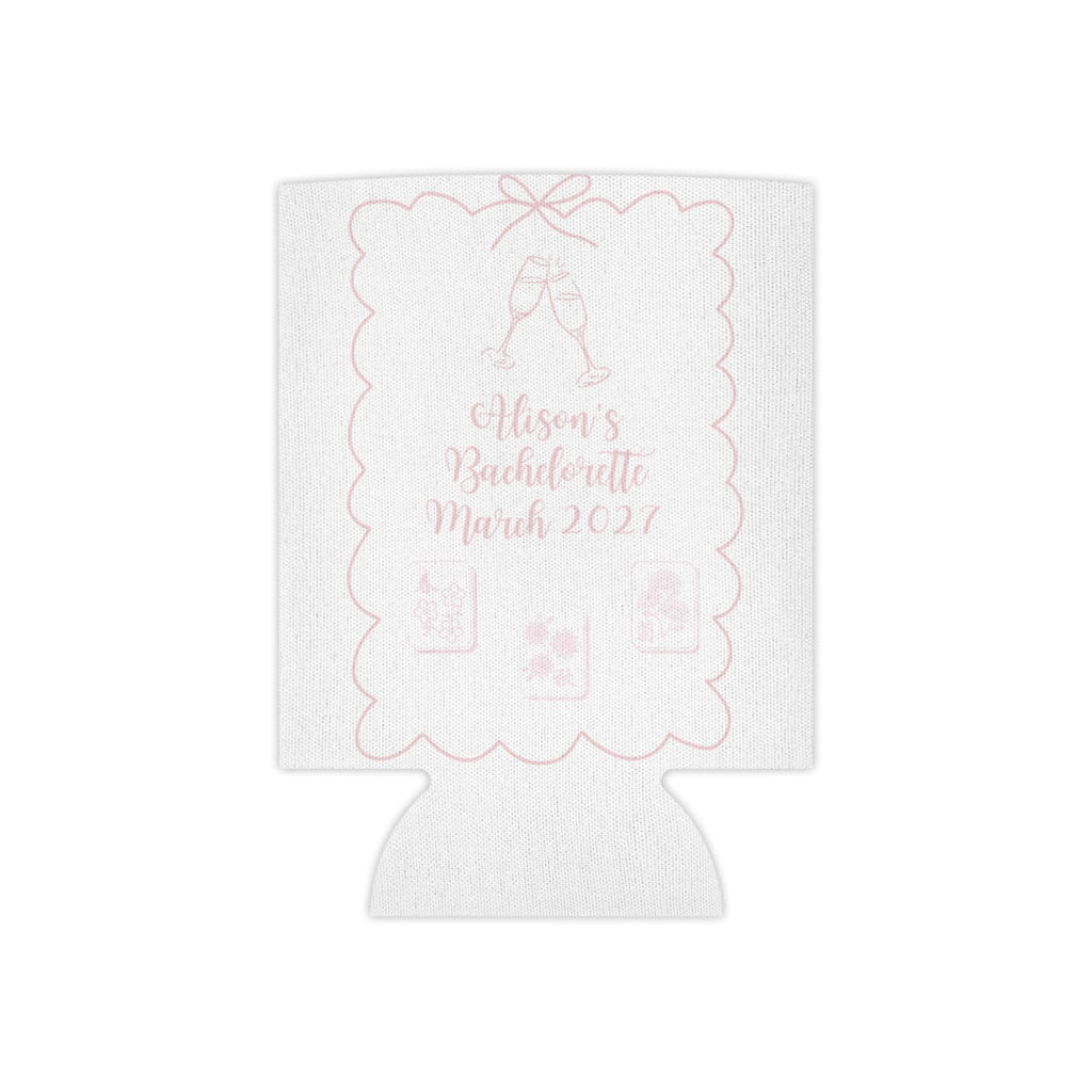 Personalized Mahjong and Matrimony Can Cooler Custom Can Sleeve in Sage Green, Light Pink or Light Blue