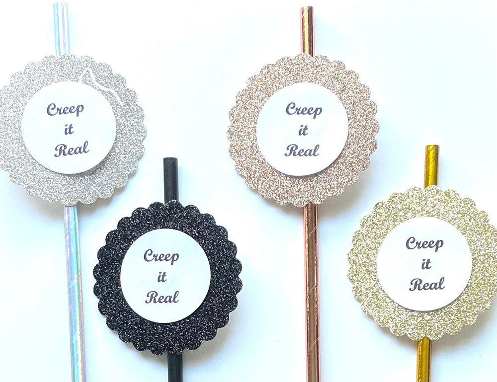 Creep it Real Halloween Party Decor Paper Straws - Trick or Treat Treating - Set of 12 Straws - Party Favors- Candy Alternative