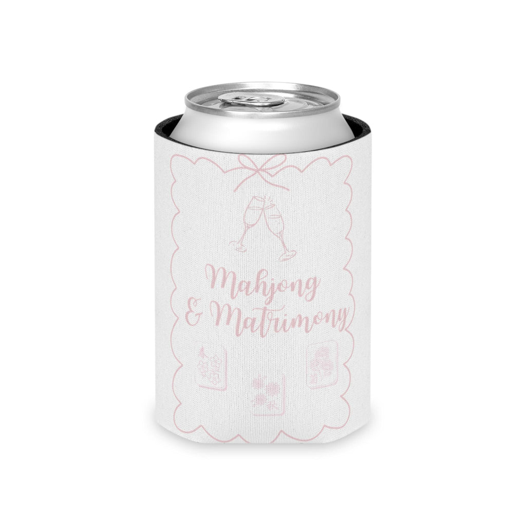 Personalized Mahjong and Matrimony Can Cooler Custom Can Sleeve in Sage Green, Light Pink or Light Blue