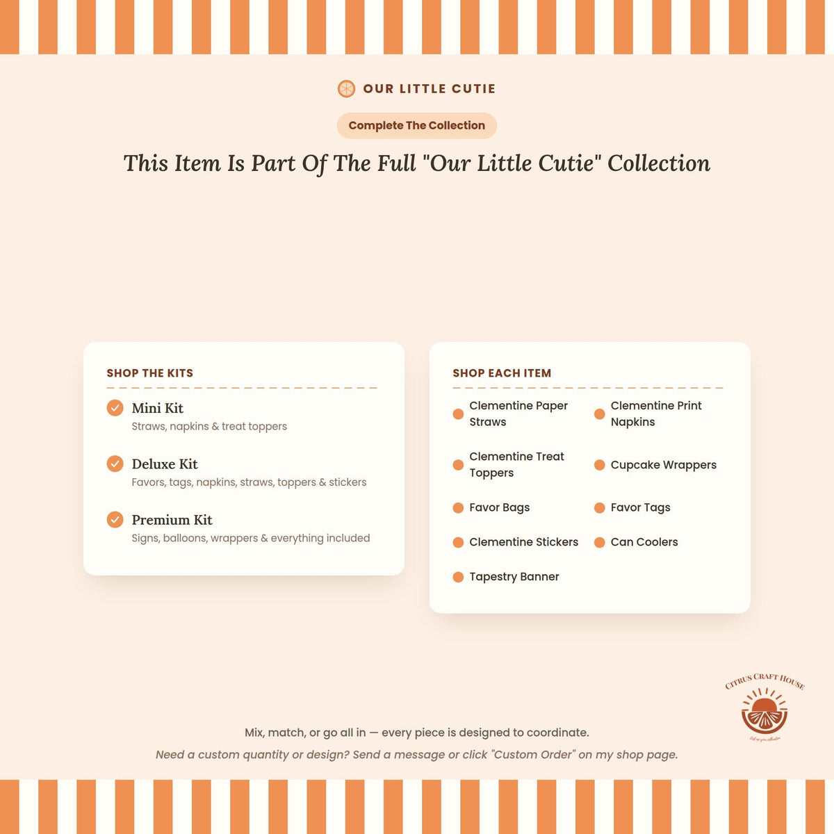 Our Little Cutie Favor Bags, Set of 12 – 6x9 Flat Kraft Paper Bags for Baby Shower Favors & Treats