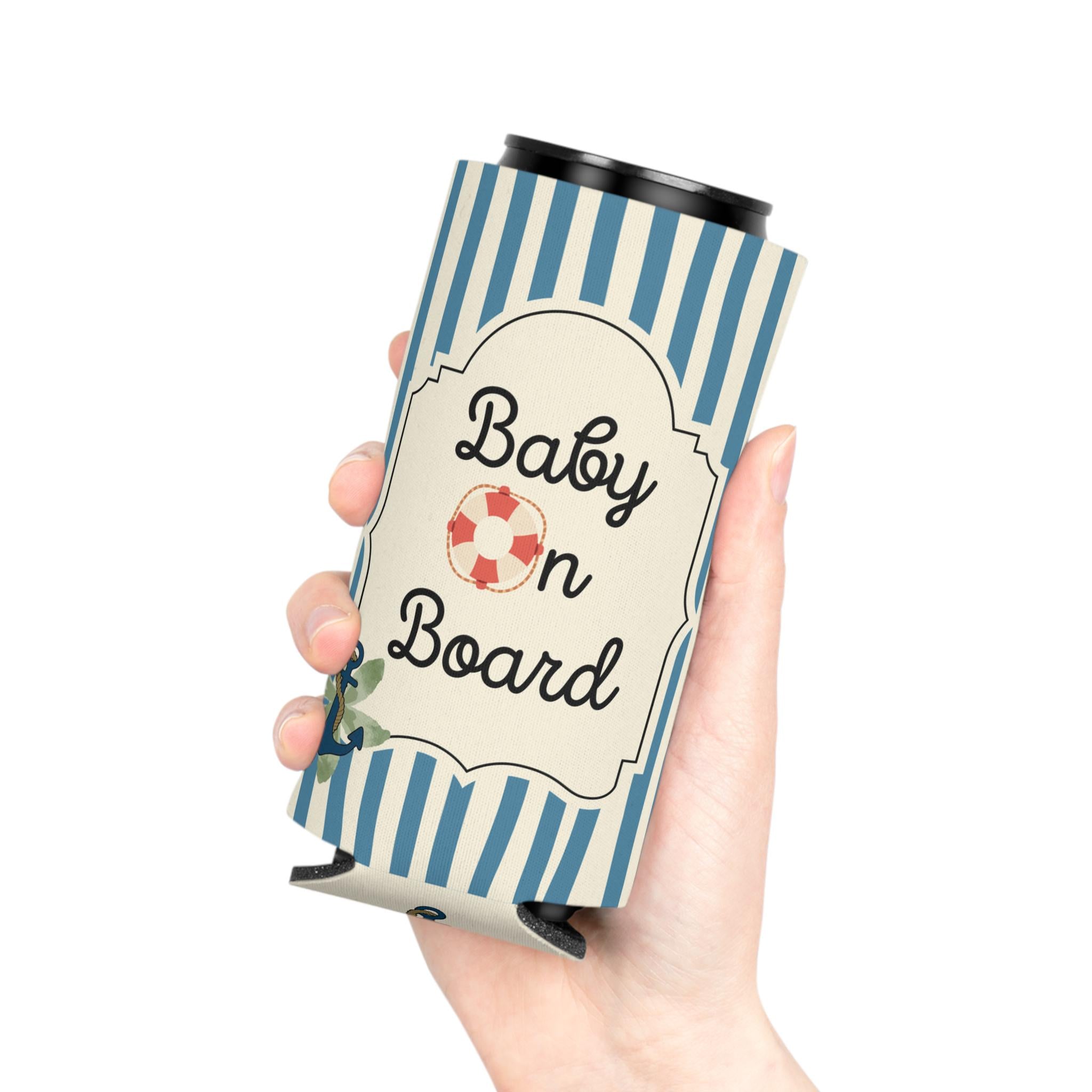 Personalized Baby On Board Can Cooler Custom Baby Shower Can Sleeve, Slim and Regular Can Sizes