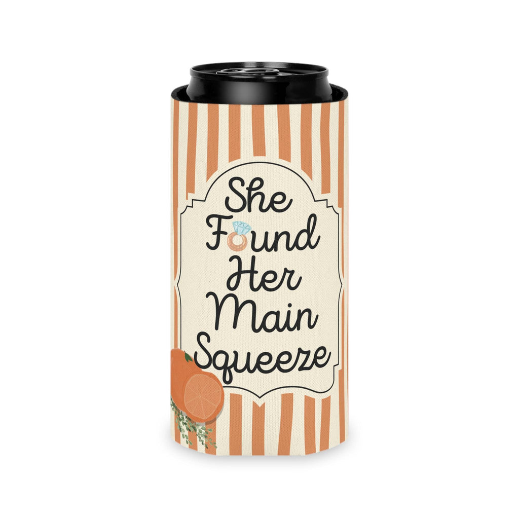 Personalized She Found Her Main Squeeze Can Cooler Custom Bachelorette Can Sleeve, Slim and Regular Can Sizes