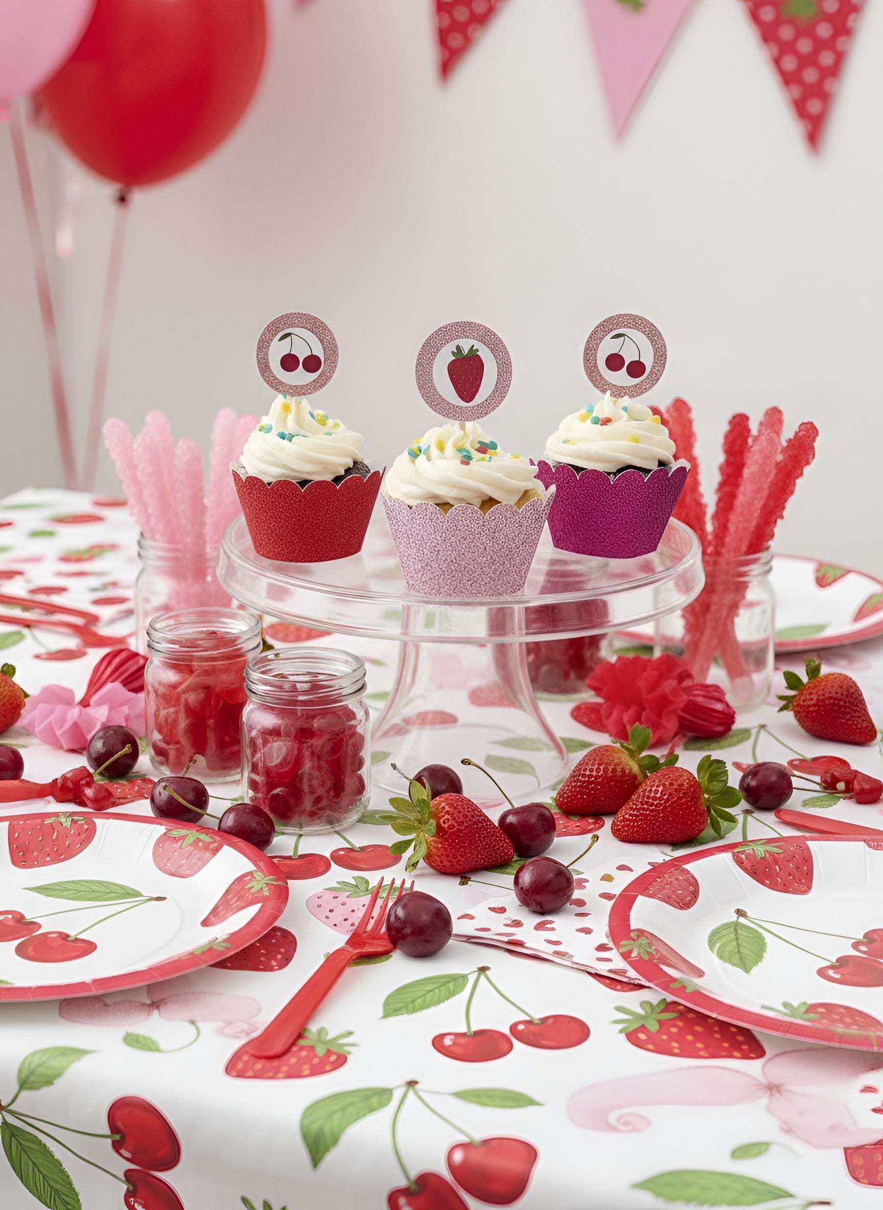 Berry In Love Bridal Shower Decor Kit | Cherry & Strawberry Bachelorette Party Set | Signs, Balloons, Favor Bags and More